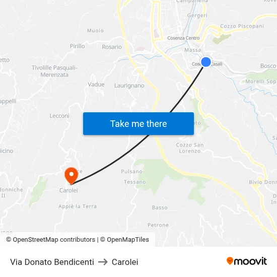 Via Donato Bendicenti to Carolei map