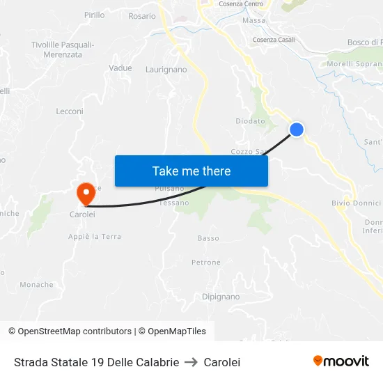 State Road 19 of Calabria to Carolei map