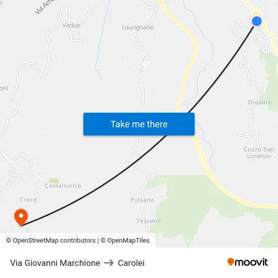 Via Giovanni Marchione to Carolei map