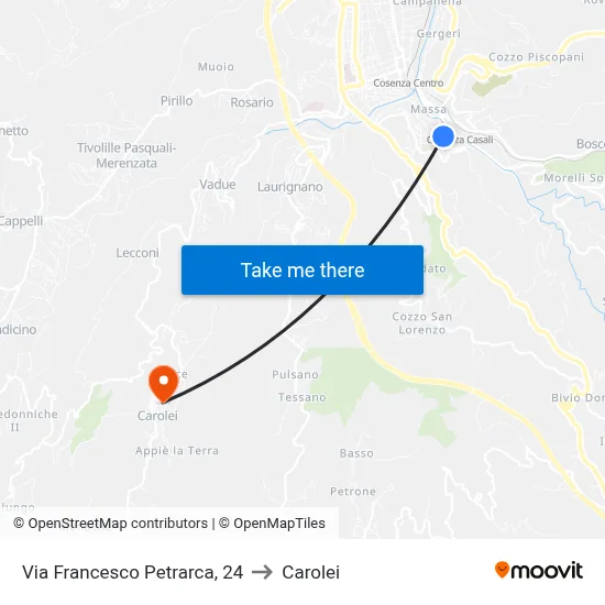 Francesco Petrarca Street, 24 to Carolei map