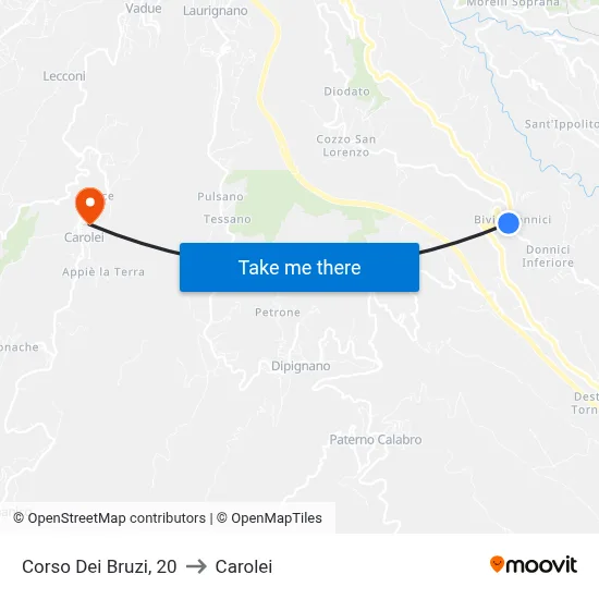 Corso Dei Bruzi, 20 to Carolei map