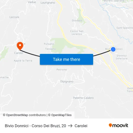 Donnici Junction - Bruzi Avenue, 20 to Carolei map