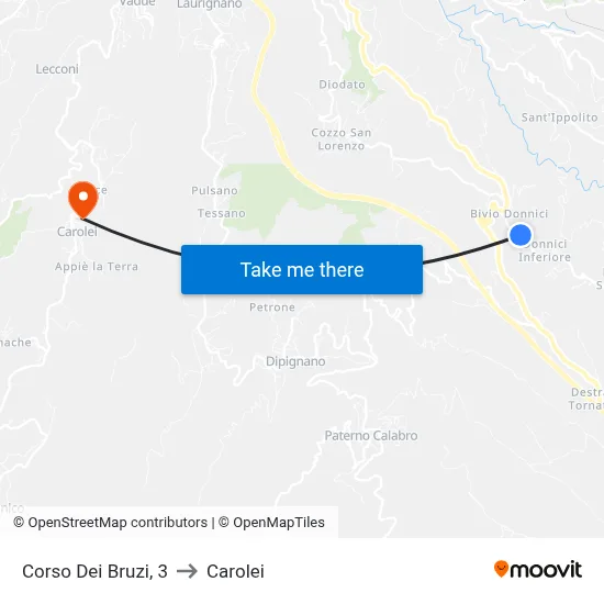Bruzi Course, 3 to Carolei map