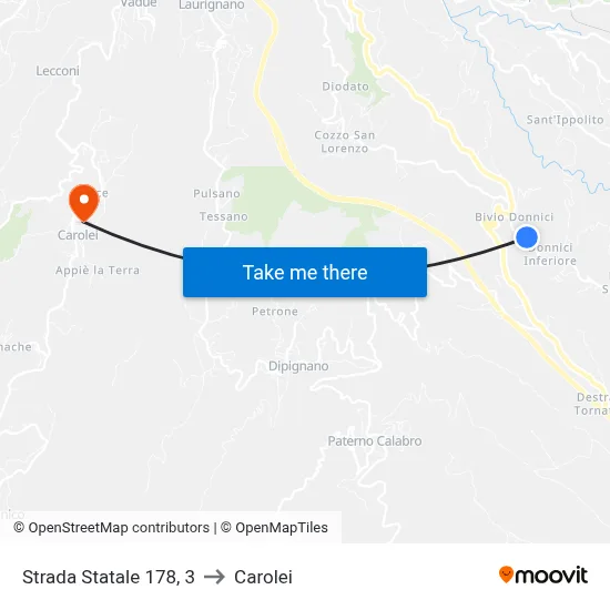 State Road 178, 3 to Carolei map