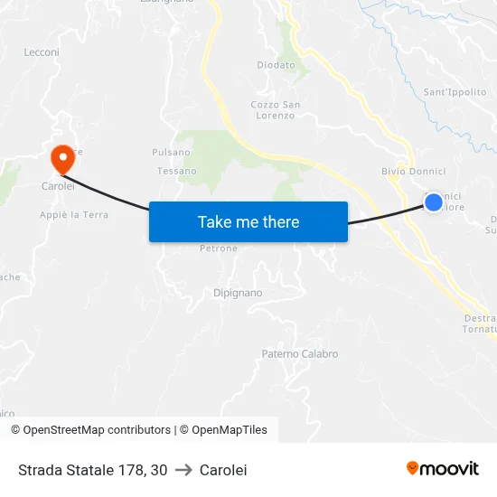 State Road 178, 30 to Carolei map