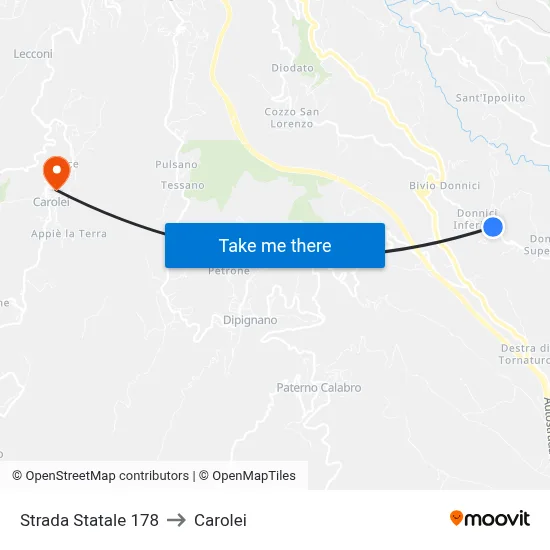 State Road 178 to Carolei map