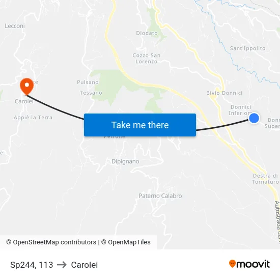 Provincial Road 244, 113 to Carolei map