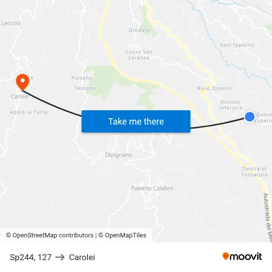 Provincial Road 244, 127 to Carolei map