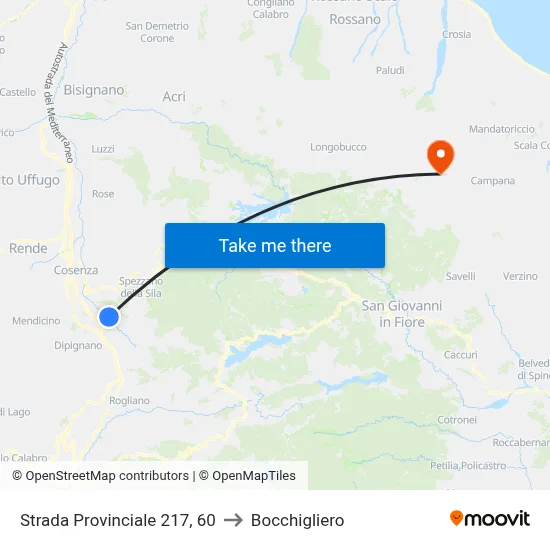 Provincial Road 217, 60 to Bocchigliero map