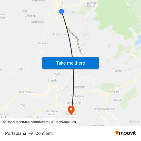 Portapiana to Conflenti map