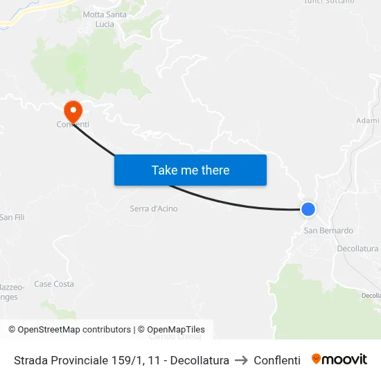 Provincial Road 159/1, 11 - Decollatura to Conflenti map