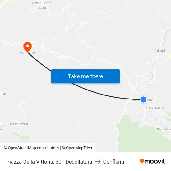 Piazza Della Vittoria, 30 - Decollatura to Conflenti map