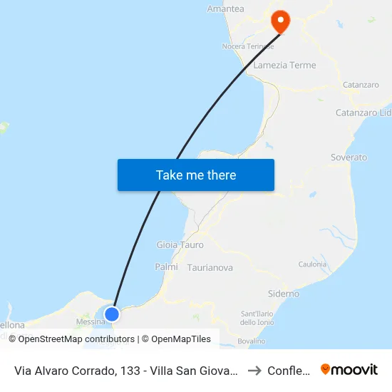 Via Alvaro Corrado, 133 - Villa San Giovanni to Conflenti map