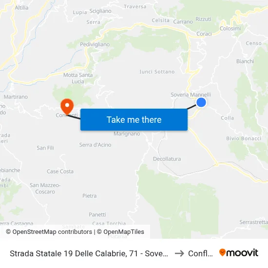State Road 19 of Calabria, 71 - Soveria Mannelli to Conflenti map