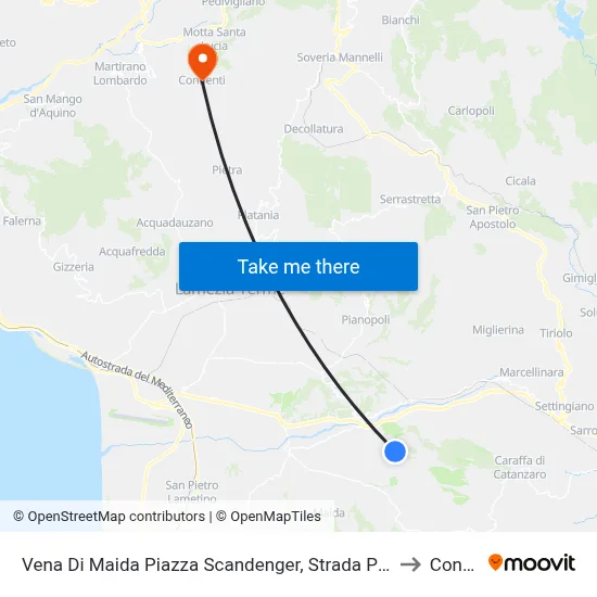 Vena Di Maida Scandenger Square, Provincial Road 88, 3 - Maida to Conflenti map