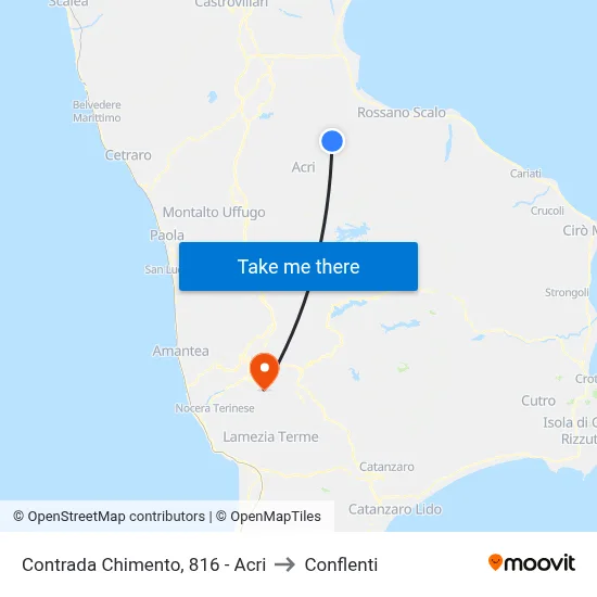 Contrada Chimento, 816 - Acri to Conflenti map