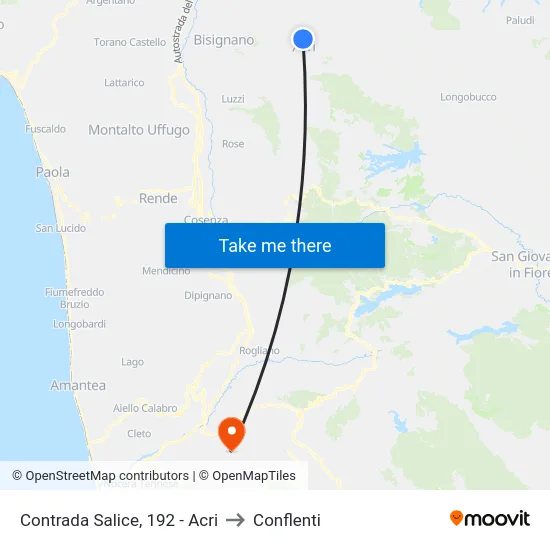 Contrada Salice, 192 - Acri to Conflenti map