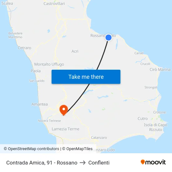 Contrada Amica, 91 - Rossano to Conflenti map