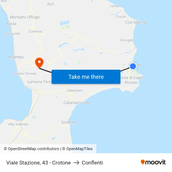 Viale Stazione, 43 - Crotone to Conflenti map