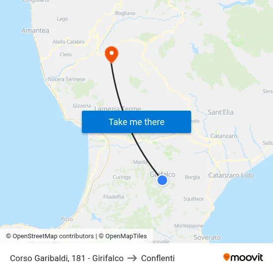 Corso Garibaldi, 181 - Girifalco to Conflenti map