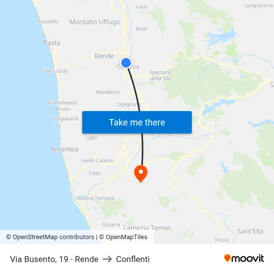 Via Busento, 19 - Rende to Conflenti map