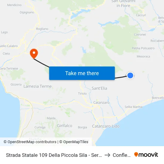Strada Statale 109 Della Piccola Sila - Sersale to Conflenti map