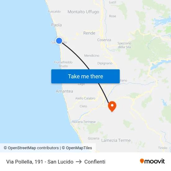 Via Pollella, 191 - San Lucido to Conflenti map