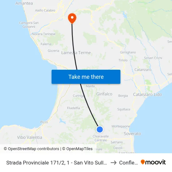 Provincial Road 171/2, 1 - San Vito Sullo Ionio to Conflenti map