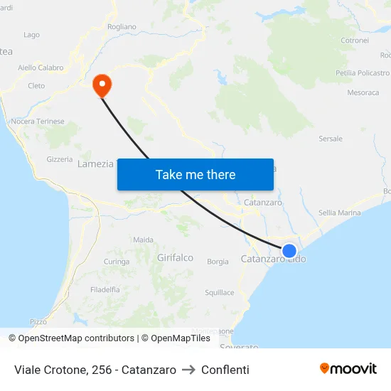 Crotone Avenue, 256 - Catanzaro to Conflenti map
