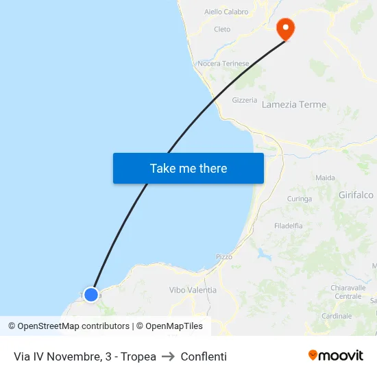 Via IV Novembre, 3 - Tropea to Conflenti map