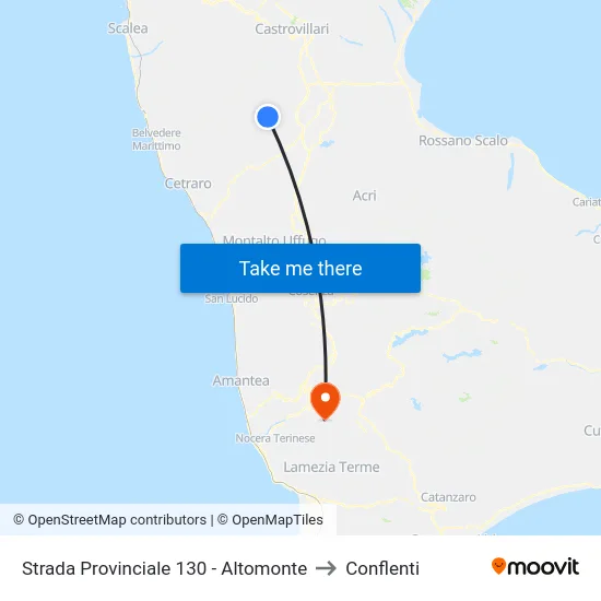 Strada Provinciale 130 - Altomonte to Conflenti map