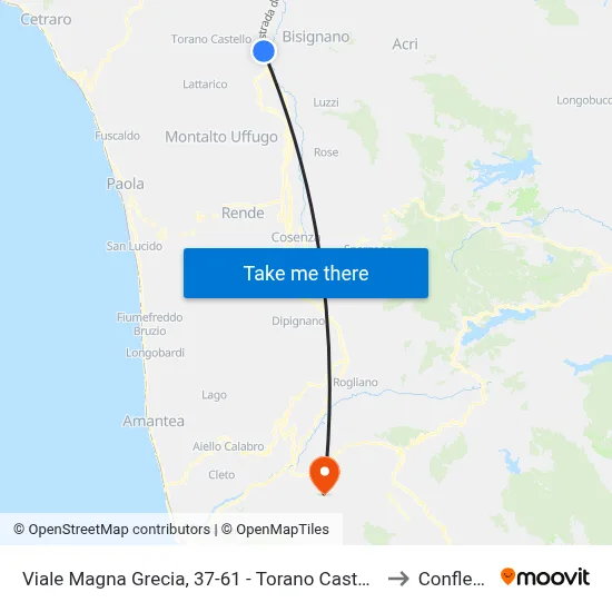 Viale Magna Grecia, 37-61 - Torano Castello to Conflenti map