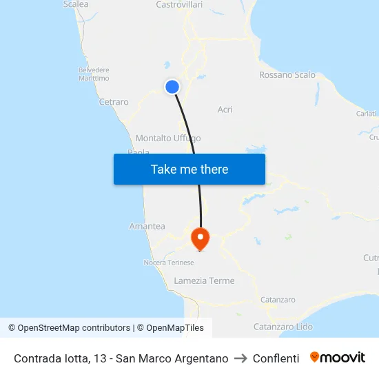 Contrada Iotta, 13 - San Marco Argentano to Conflenti map
