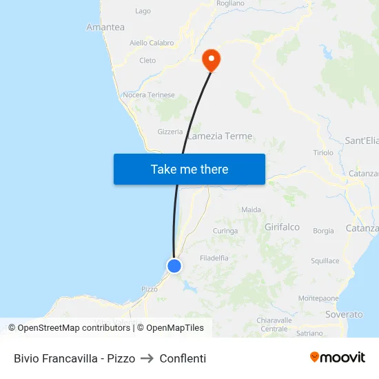 Bivio Francavilla - Pizzo to Conflenti map