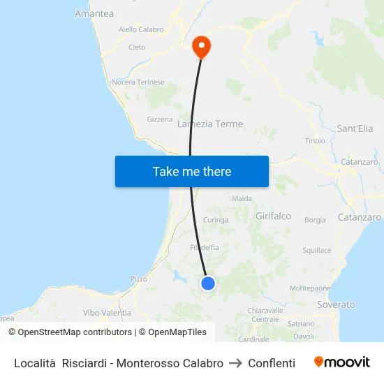 Località  Risciardi - Monterosso Calabro to Conflenti map