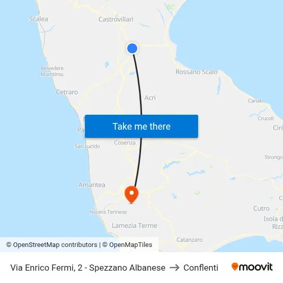 Via Enrico Fermi, 2 - Spezzano Albanese to Conflenti map