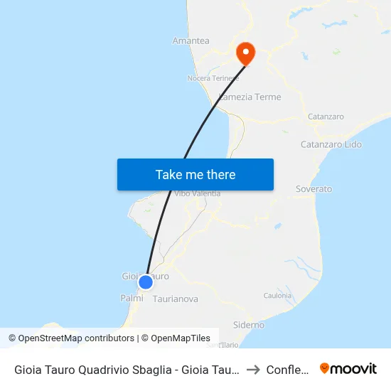 Gioia Tauro Quadrivio Sbaglia - Gioia Tauro to Conflenti map