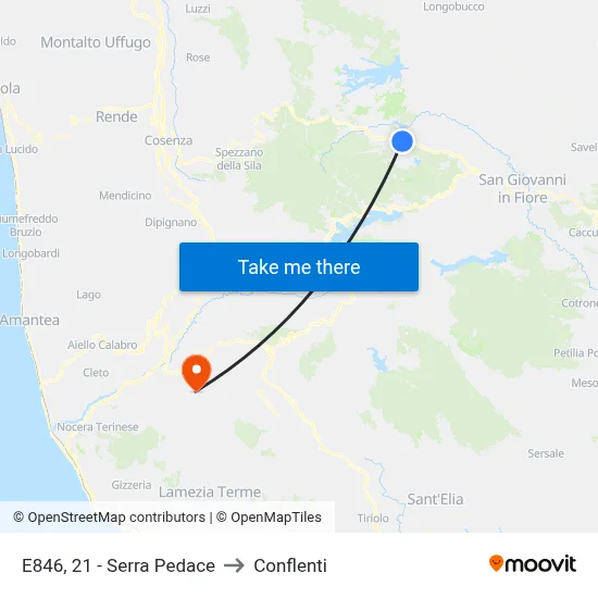 E846, 21 - Serra Pedace to Conflenti map