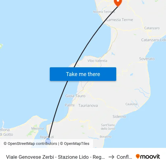 Viale Genovese Zerbi - Stazione Lido - Reggio Calabria to Conflenti map