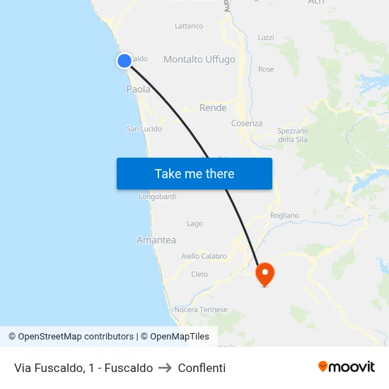 Via Fuscaldo, 1 - Fuscaldo to Conflenti map