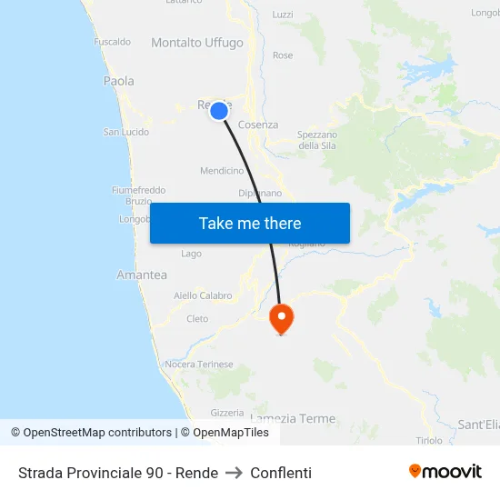 Strada Provinciale 90 - Rende to Conflenti map