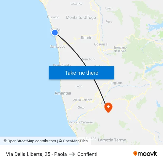 Via Della Liberta, 25 - Paola to Conflenti map