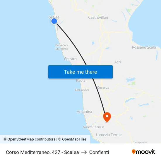 Corso Mediterraneo, 427 - Scalea to Conflenti map