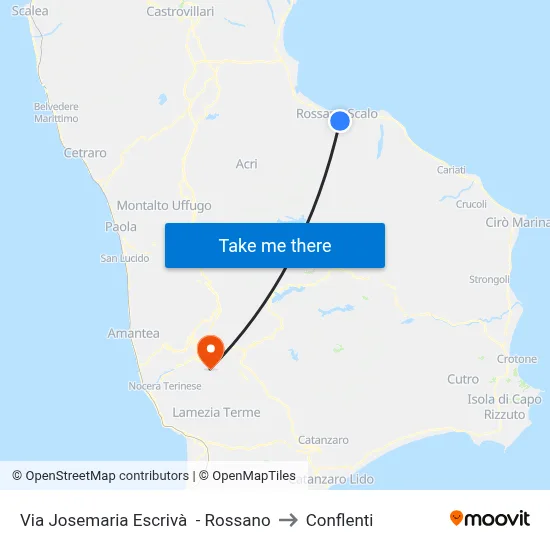 Via  Josemaria Escrivà  - Rossano to Conflenti map
