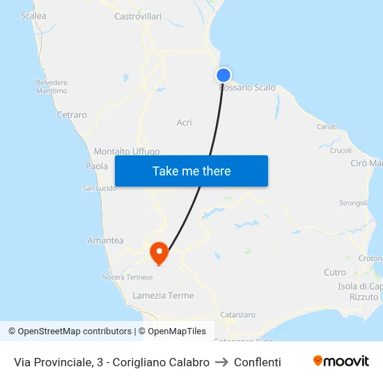 Via  Provinciale, 3 - Corigliano Calabro to Conflenti map