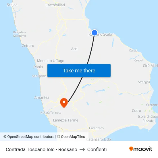 Contrada Toscano Iole - Rossano to Conflenti map