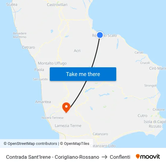 Contrada Sant'Irene - Corigliano-Rossano to Conflenti map