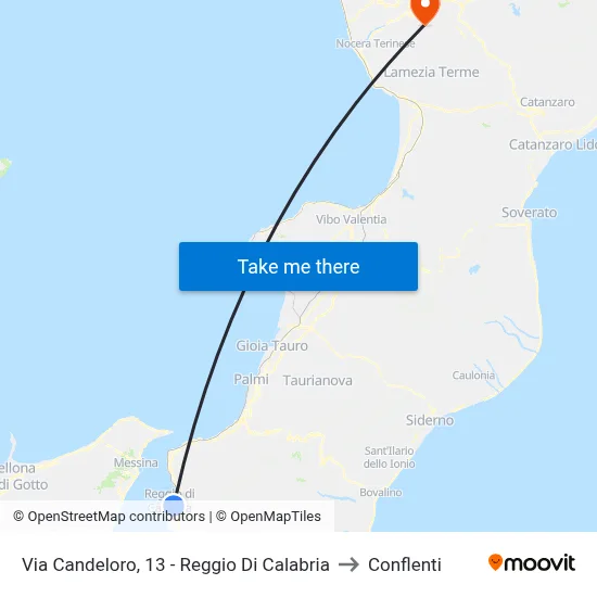 Via Candeloro, 13 - Reggio Di Calabria to Conflenti map