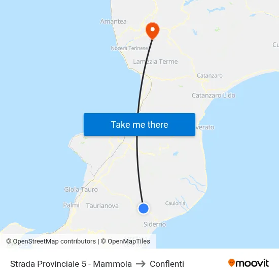 Strada Provinciale 5 - Mammola to Conflenti map