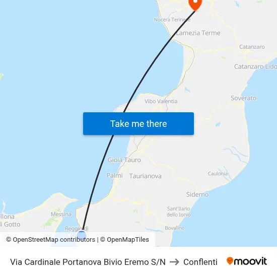 Via Cardinale Portanova  Bivio Eremo S/N to Conflenti map